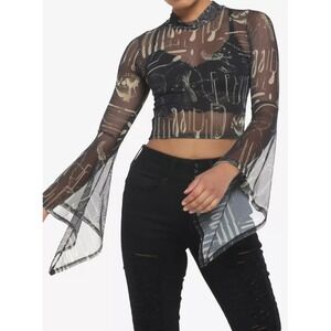 Social Collision Hot Topic Crop Top Mesh Whimsigoth Goth Fairy Whimsy SMALL Dark